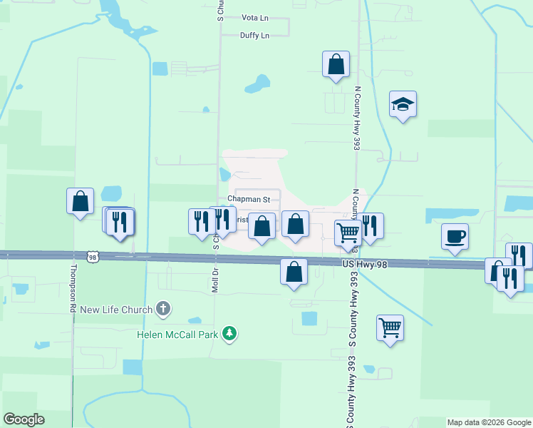 map of restaurants, bars, coffee shops, grocery stores, and more near 83 Hatton Court in Santa Rosa Beach