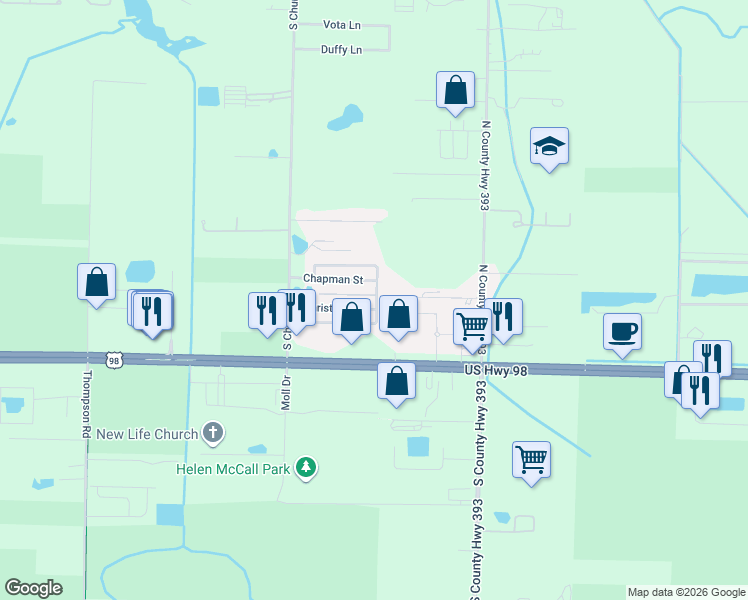 map of restaurants, bars, coffee shops, grocery stores, and more near 22 North Zander Way in Santa Rosa Beach