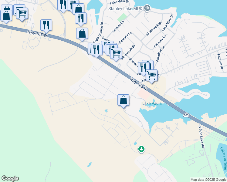 map of restaurants, bars, coffee shops, grocery stores, and more near 18424 Sunrise Pines Drive in Montgomery