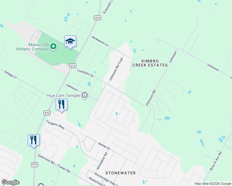 map of restaurants, bars, coffee shops, grocery stores, and more near 11814 Pyrite Road in Manor