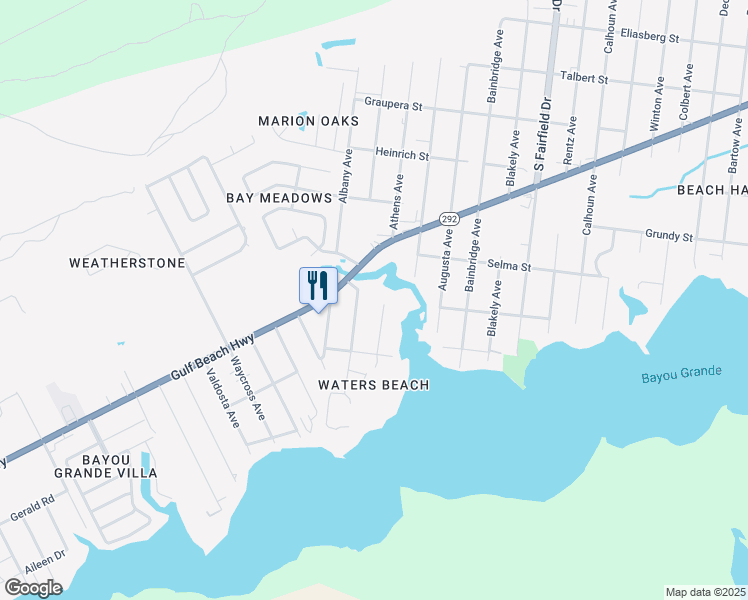 map of restaurants, bars, coffee shops, grocery stores, and more near 2106 Athens Avenue in Pensacola