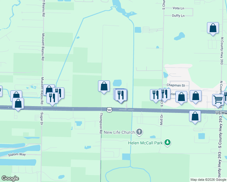 map of restaurants, bars, coffee shops, grocery stores, and more near 95 Santa Barbara Avenue in Santa Rosa Beach