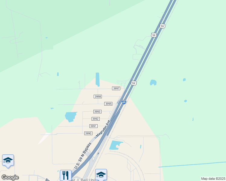 map of restaurants, bars, coffee shops, grocery stores, and more near 91 County Road 3998 in Cleveland