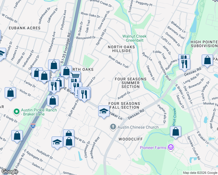 map of restaurants, bars, coffee shops, grocery stores, and more near in Austin
