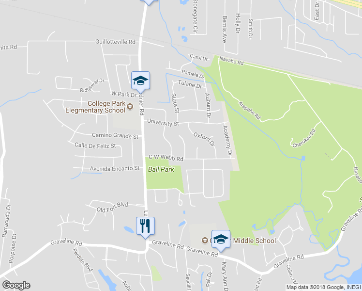 map of restaurants, bars, coffee shops, grocery stores, and more near 2413 Linwood Drive in Gautier
