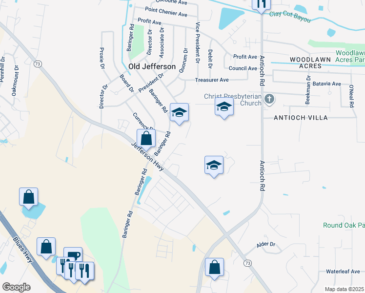 map of restaurants, bars, coffee shops, grocery stores, and more near 8164 Jefferson Park Drive in Baton Rouge