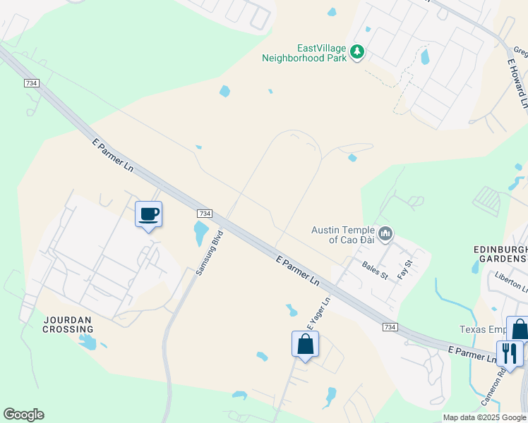 map of restaurants, bars, coffee shops, grocery stores, and more near 2943-4799 East Yager Lane in Manor