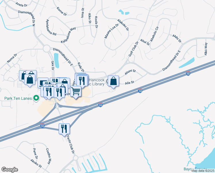 map of restaurants, bars, coffee shops, grocery stores, and more near in Bay St. Louis