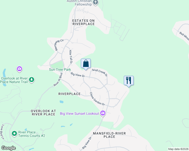 map of restaurants, bars, coffee shops, grocery stores, and more near 10239 Scull Creek Drive in Austin