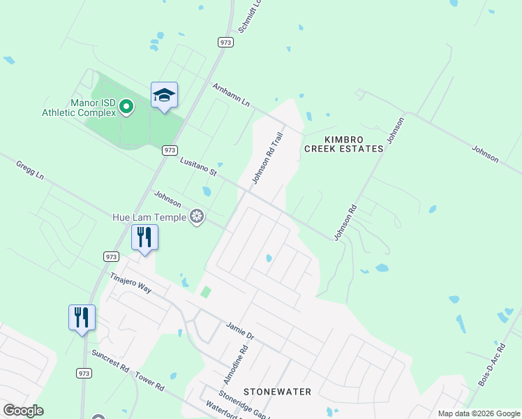 map of restaurants, bars, coffee shops, grocery stores, and more near 11814 Pyrite Road in Manor