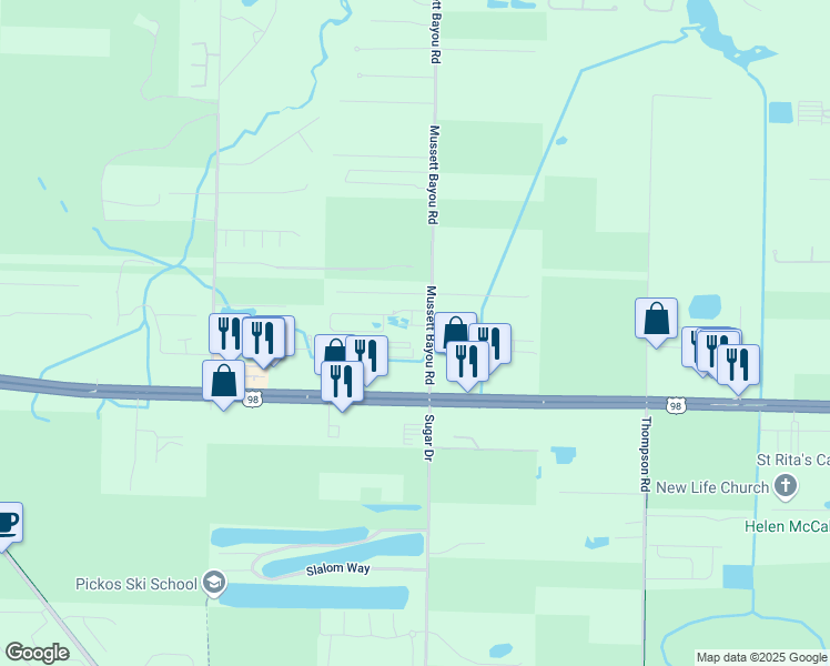 map of restaurants, bars, coffee shops, grocery stores, and more near 19 East Shady Oaks Lane in Santa Rosa Beach