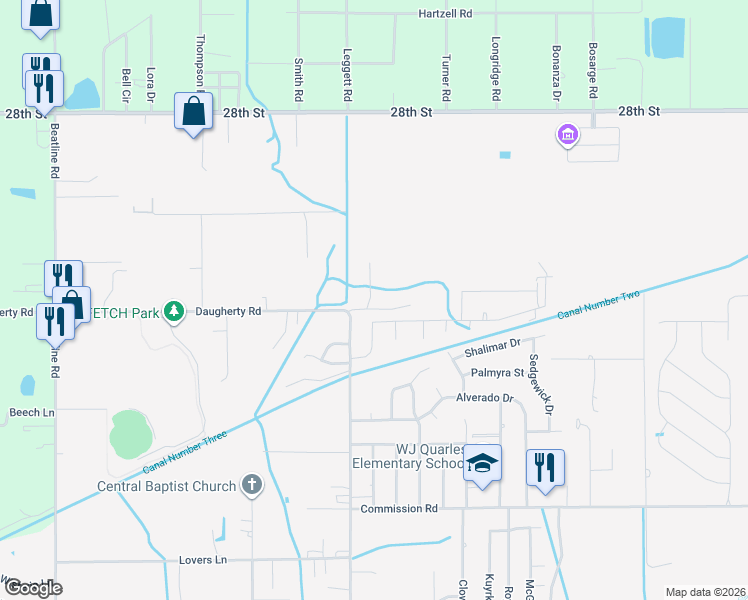 map of restaurants, bars, coffee shops, grocery stores, and more near 20042 Townsend Flurry Road in Long Beach