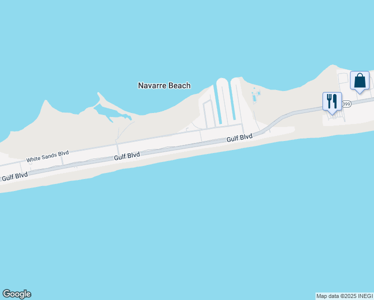 map of restaurants, bars, coffee shops, grocery stores, and more near 8085 Gulf Boulevard in Navarre