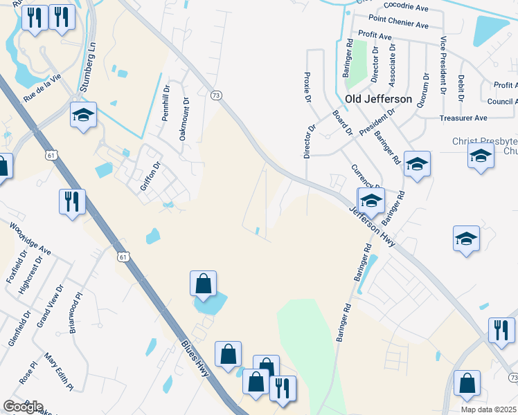 map of restaurants, bars, coffee shops, grocery stores, and more near 14810 Old Jefferson Highway in Baton Rouge