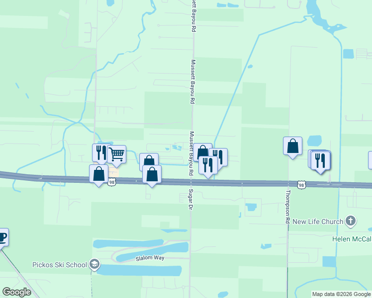 map of restaurants, bars, coffee shops, grocery stores, and more near East Shady Oaks Drive in Santa Rosa Beach