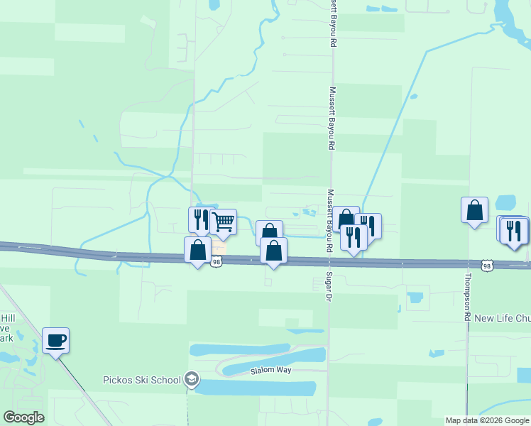 map of restaurants, bars, coffee shops, grocery stores, and more near 305 Water Oaks Loop in Santa Rosa Beach