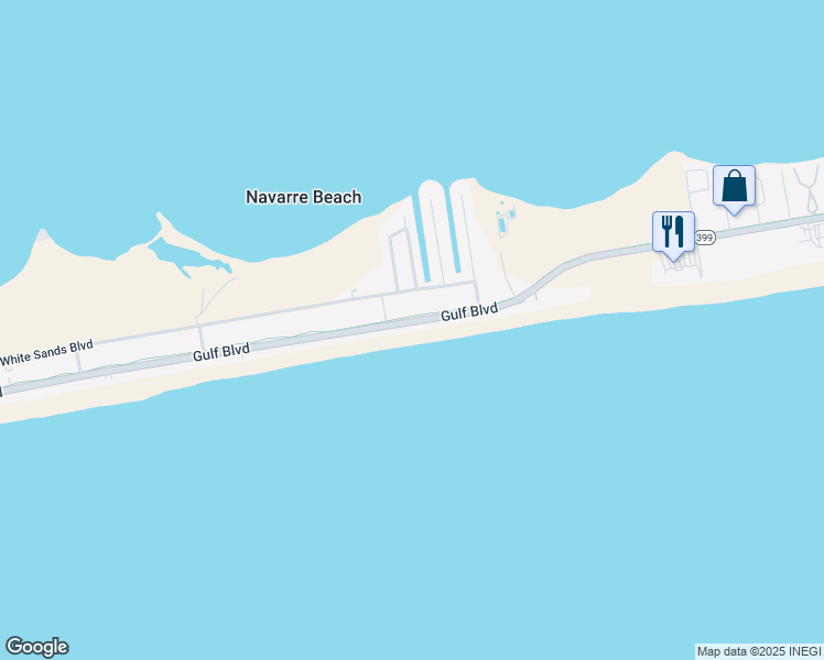 map of restaurants, bars, coffee shops, grocery stores, and more near 8143 Gulf Boulevard in Navarre
