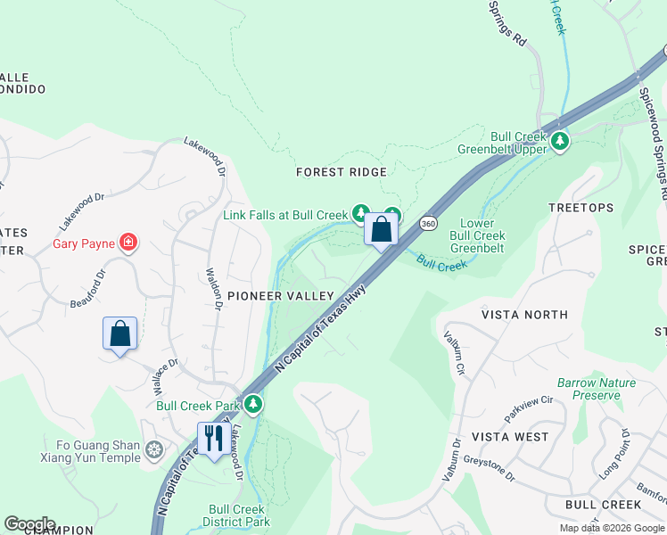 map of restaurants, bars, coffee shops, grocery stores, and more near 7700 North Capital of Texas Highway in Austin