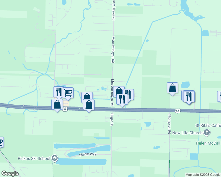 map of restaurants, bars, coffee shops, grocery stores, and more near 19 East Shady Oaks Lane in Santa Rosa Beach