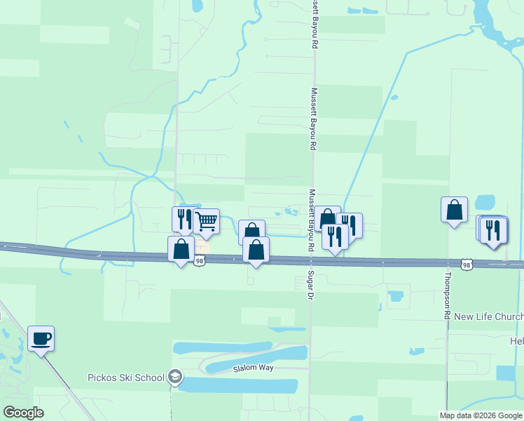 map of restaurants, bars, coffee shops, grocery stores, and more near 305 Water Oaks Loop in Santa Rosa Beach