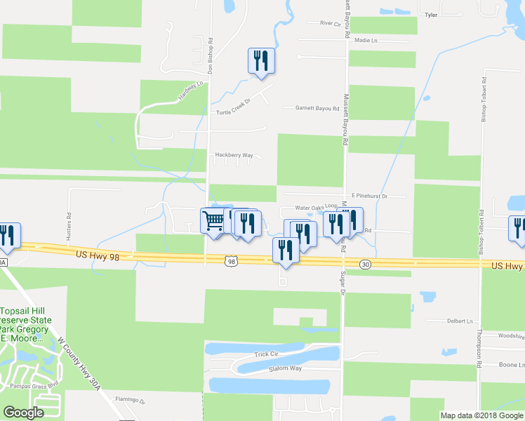 map of restaurants, bars, coffee shops, grocery stores, and more near 196 Don Bishop Road in Santa Rosa Beach