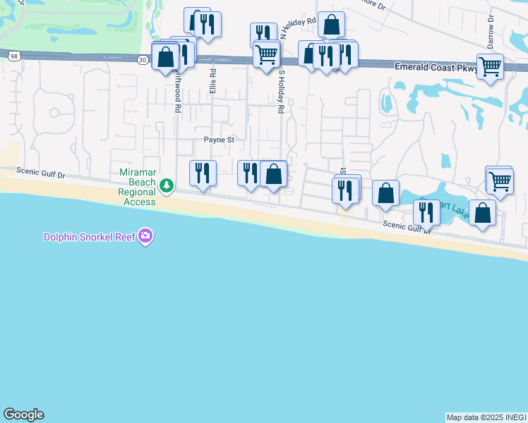 map of restaurants, bars, coffee shops, grocery stores, and more near 1987 Scenic Gulf Drive in Destin