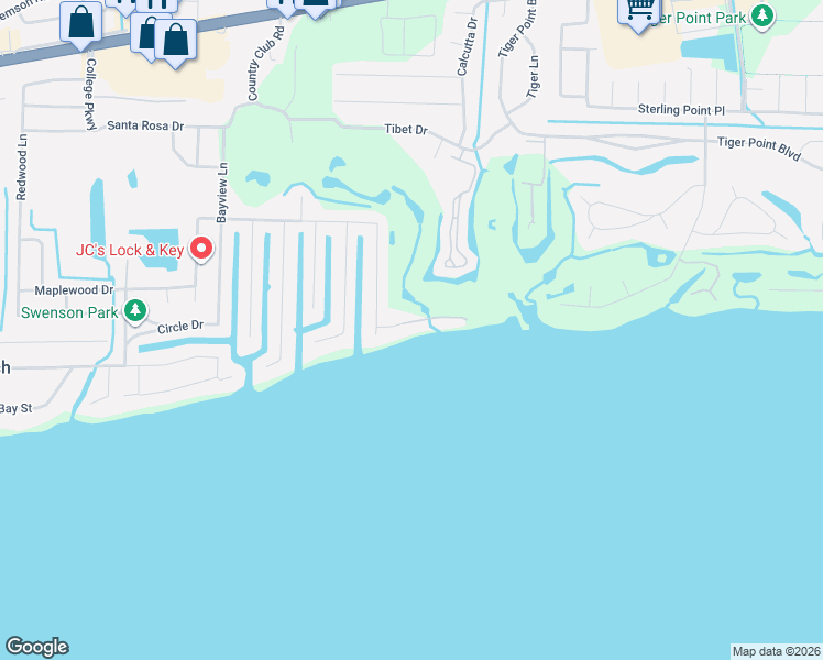 map of restaurants, bars, coffee shops, grocery stores, and more near 3553 Laguna Court in Gulf Breeze