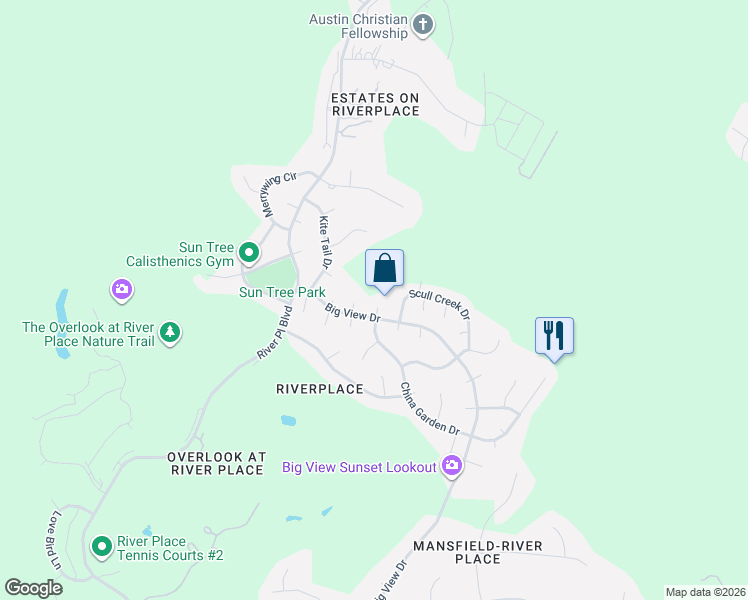 map of restaurants, bars, coffee shops, grocery stores, and more near 5232 China Garden Drive in Austin