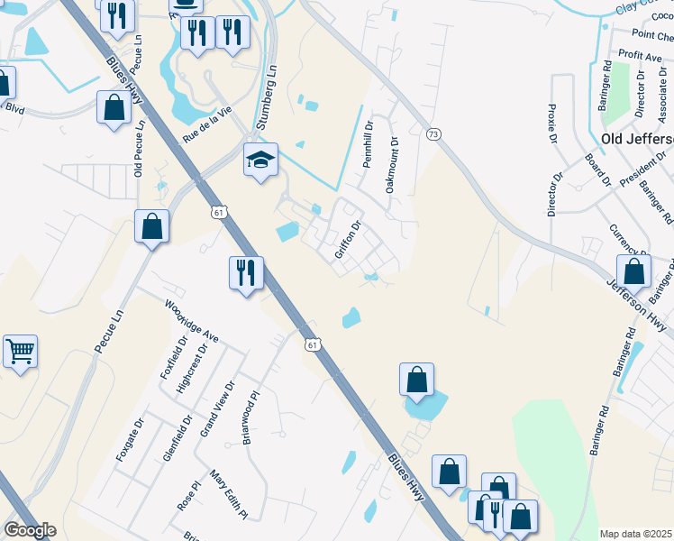 map of restaurants, bars, coffee shops, grocery stores, and more near Unnamed Road in Baton Rouge