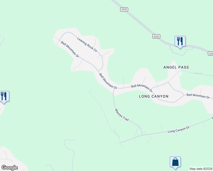 map of restaurants, bars, coffee shops, grocery stores, and more near 9008 Bell Mountain Drive in Austin