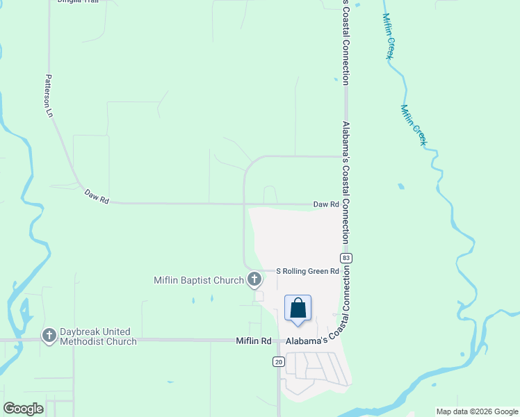 map of restaurants, bars, coffee shops, grocery stores, and more near 24749 Daw Road in Elberta