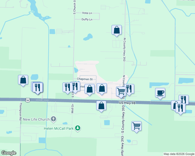 map of restaurants, bars, coffee shops, grocery stores, and more near 110 North Zander Way in Santa Rosa Beach