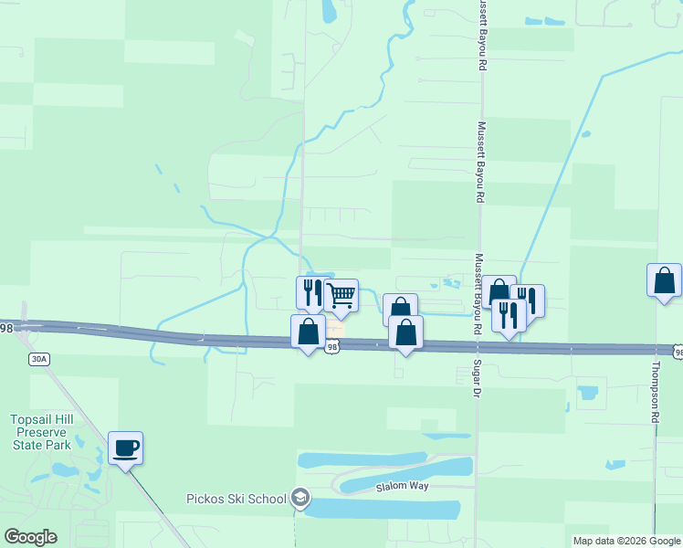 map of restaurants, bars, coffee shops, grocery stores, and more near 196 Don Bishop Road in Santa Rosa Beach