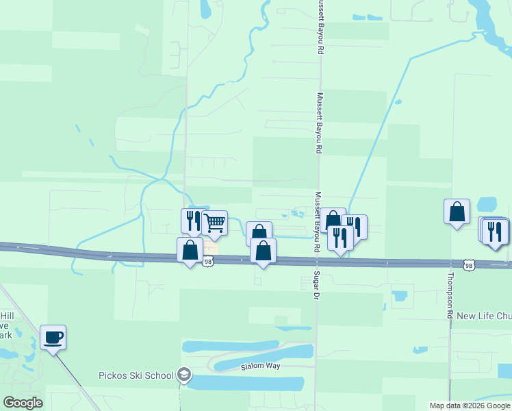 map of restaurants, bars, coffee shops, grocery stores, and more near 113 Water Oaks Loop in Defuniak Springs