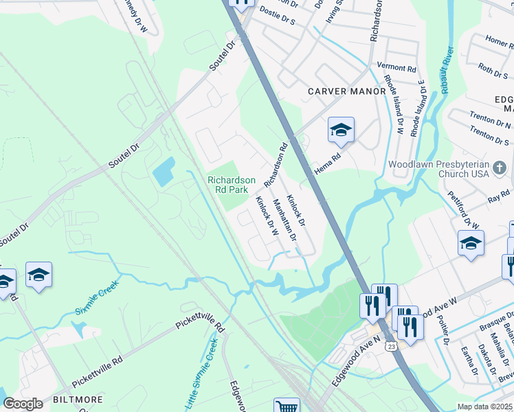 map of restaurants, bars, coffee shops, grocery stores, and more near 6641 Kinlock Drive West in Jacksonville