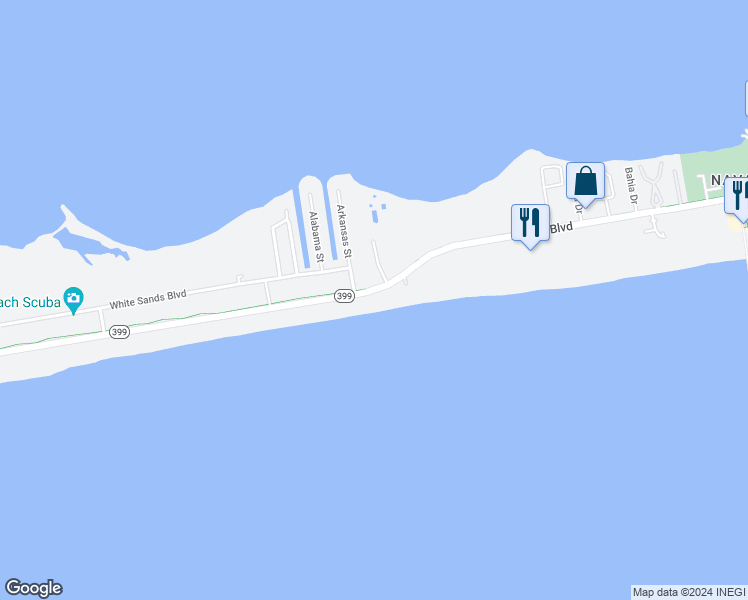 map of restaurants, bars, coffee shops, grocery stores, and more near 8216 Gulf Boulevard in Gulf Breeze