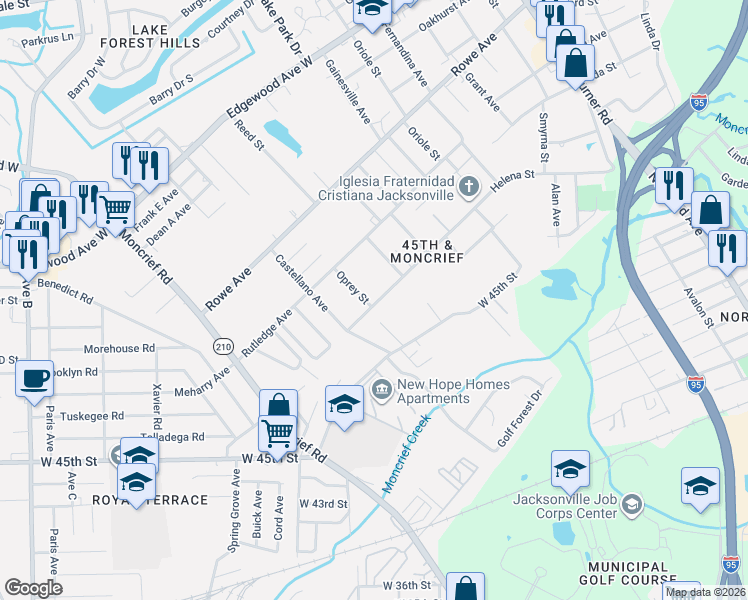 map of restaurants, bars, coffee shops, grocery stores, and more near 1787 Helena Street in Jacksonville