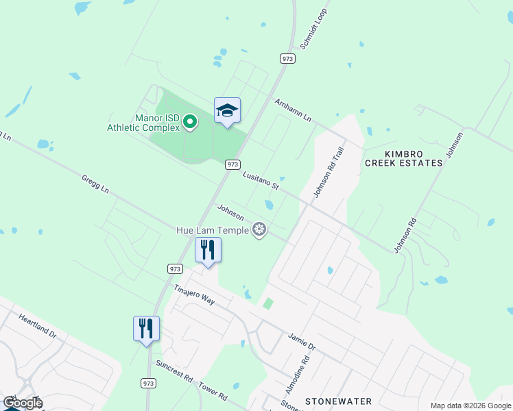 map of restaurants, bars, coffee shops, grocery stores, and more near 11805 Johnson Road in Manor