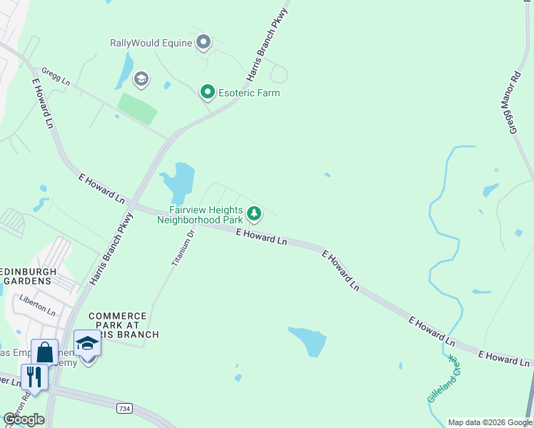 map of restaurants, bars, coffee shops, grocery stores, and more near 6612 Routenburn Street in Austin