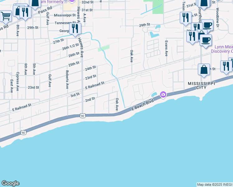 map of restaurants, bars, coffee shops, grocery stores, and more near 205 2nd Street in Gulfport