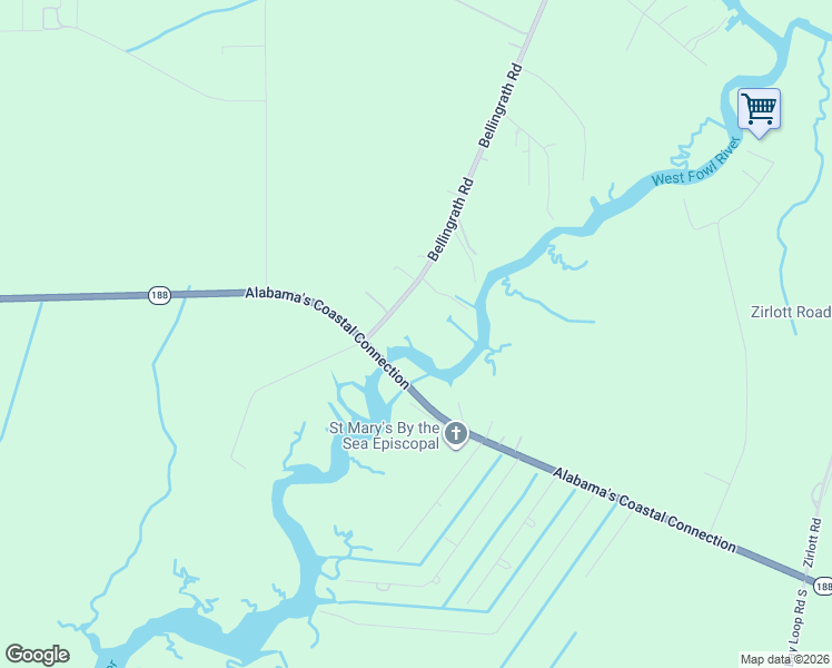 map of restaurants, bars, coffee shops, grocery stores, and more near 15026 Bellingrath Road in Coden