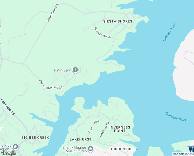 map of restaurants, bars, coffee shops, grocery stores, and more near 20009 Rod and Gun Club Road in Spicewood