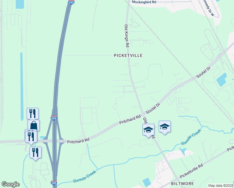 map of restaurants, bars, coffee shops, grocery stores, and more near 6630 Zora Street in Jacksonville