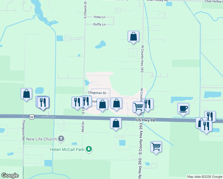 map of restaurants, bars, coffee shops, grocery stores, and more near 110 North Zander Way in Santa Rosa Beach