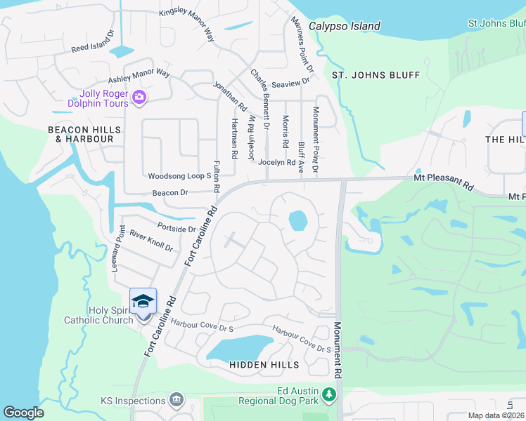 map of restaurants, bars, coffee shops, grocery stores, and more near 4323 Springmoor 7 Court in Jacksonville