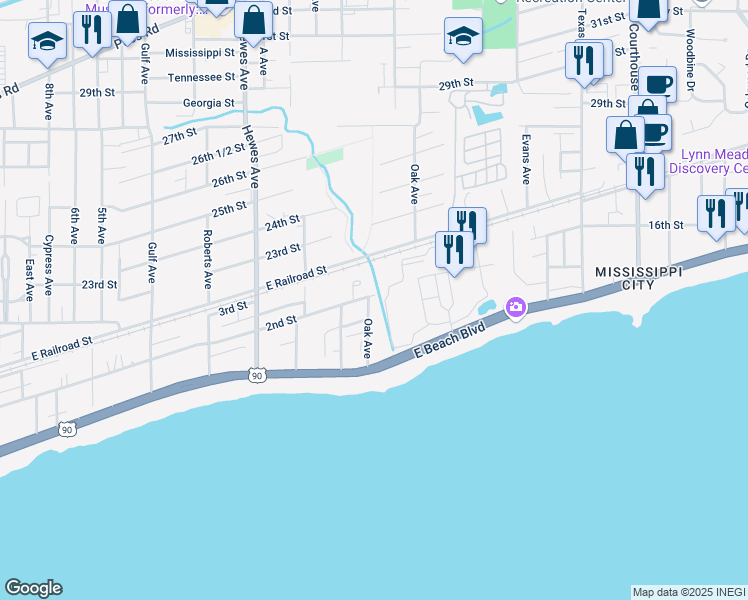 map of restaurants, bars, coffee shops, grocery stores, and more near 205 2nd Street in Gulfport