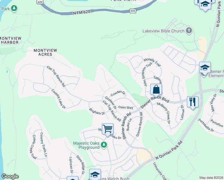 map of restaurants, bars, coffee shops, grocery stores, and more near 3417 Zebecca Creek Drive in Austin