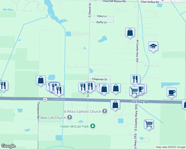 map of restaurants, bars, coffee shops, grocery stores, and more near 39 South Zander Way in Santa Rosa Beach