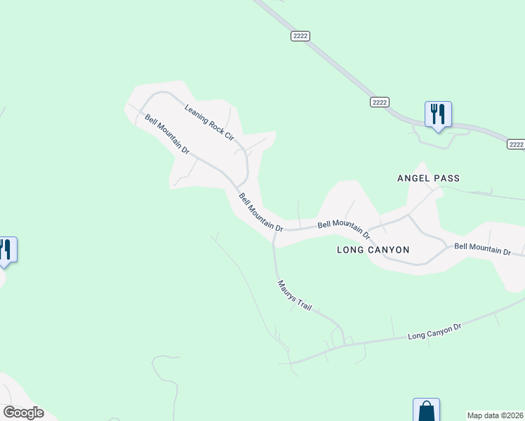 map of restaurants, bars, coffee shops, grocery stores, and more near 9008 Bell Mountain Drive in Austin