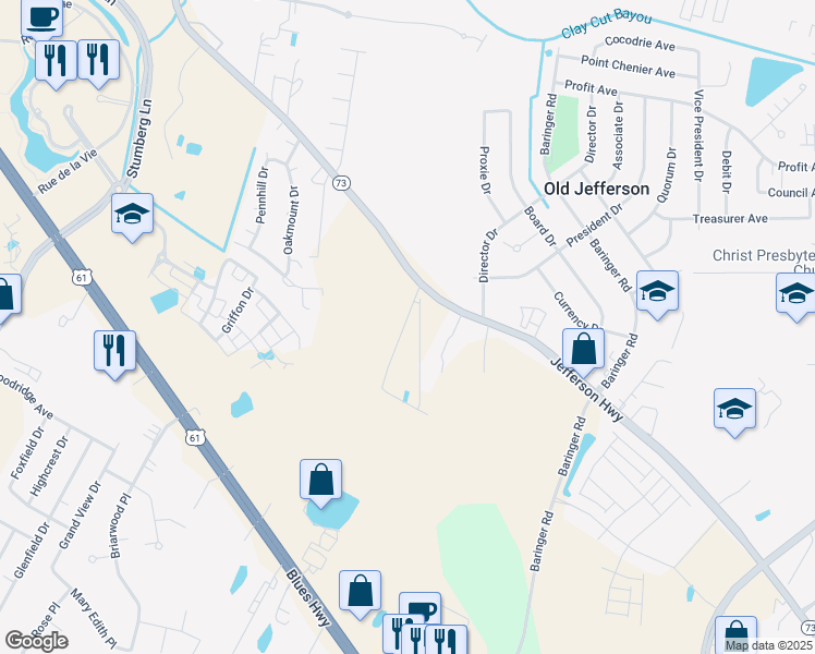 map of restaurants, bars, coffee shops, grocery stores, and more near 14918 Jefferson Highway in Baton Rouge